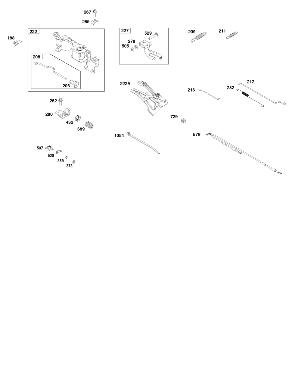 Controls Group Diagram and Parts List for 356447-0613-B5 200000 - 399999 Briggs and Stratton Engine